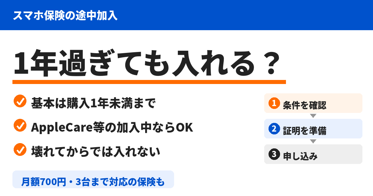 「スマホ保険は途中加入できる？1年過ぎても入れる条件【2026年】」のアイキャッチ画像